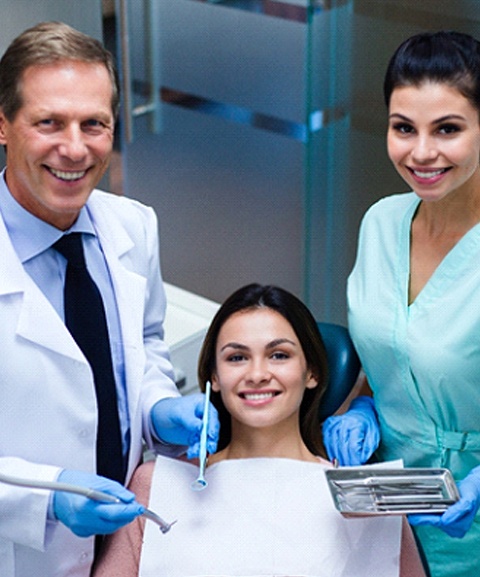 Patient and dental team in Mayfield Heights