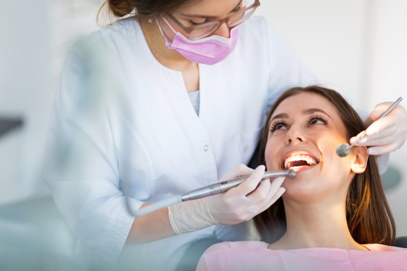 Patient being checked by a dentist